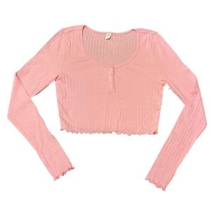 Pink Long Sleeve Crop Tee